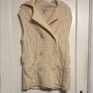 Joie Cream Double-Breasted Sweater Vest Cashmere and Merino Wool Blend